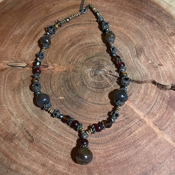 Unique Bronze Earth Toned Beaded Necklace - Picture 5 of 8